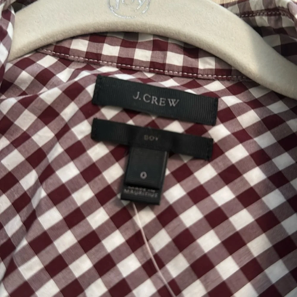 J.Crew Maroon & White Check Button-Down Shirt – Size 0